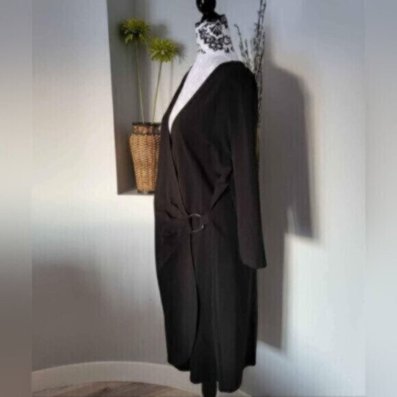 M.I.K.O Black Wrap Midi Dress NEW Sz XL 12-14 - Picture 6 of 9